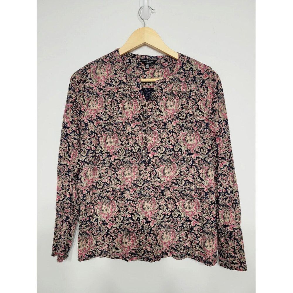 Lucky Brand Paisley Button-up Long Sleeve Top Size Small